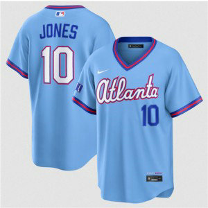 Atlanta Braves 10 Chipper Jones Powder Blue 2026 City Connect Cool Base Men Jersey