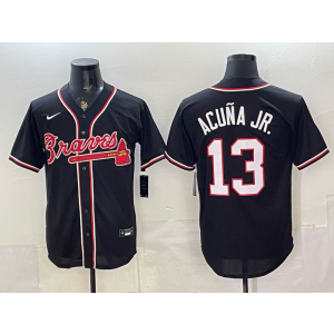 Atlanta Braves 13 Acuna JR 2026 Black Out Cool Base Men Jersey