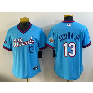 Atlanta Braves 13 Acuna Jr Powder 2026 City Connect Cool Base Women Jersey