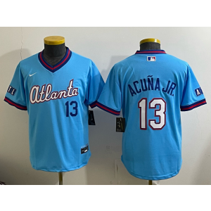 Atlanta Braves 13 Ronald Acuna Jr. Powder 2026 City Connect Cool Base Youth Jersey