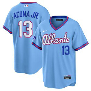 Atlanta Braves 13 Ronald Acuna Jr. Powder Blue 2026 City Connect Cool Base Men Jersey