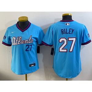 Atlanta Braves 27 Riley Blue 2026 City Connect Cool Base Youth Jersey