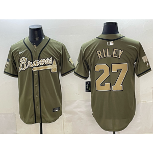 Atlanta Braves 27 Riley Olive Salute to Service Cool Base Men Jersey