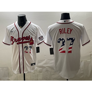 Atlanta Braves 27 Riley White USA 250 Fourth of July Cool Base Men Jersey