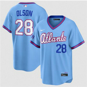 Atlanta Braves 28 Matt Olson Powder Blue 2026 City Connect Cool Base Men Jersey Atlanta Braves 28 Matt Olson Powder Blue 2026 City Connect Cool Base Men Jersey