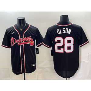 Atlanta Braves 28 OLSON 2026 Black Out Cool Base Men Jersey