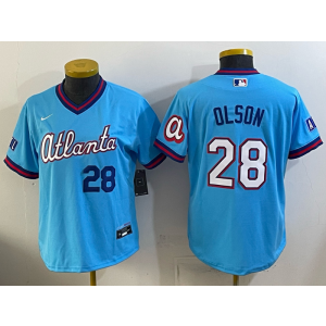 Atlanta Braves 28 OLSON Blue 2026 City Connect Cool Base Women Jersey