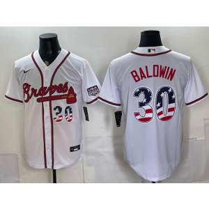 Atlanta Braves 30 Drake Baldwin White USA 250 Fourth of July Cool Base Men Jersey