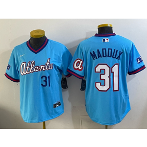 Atlanta Braves 31 Greg Maddux Blue 2026 City Connect Cool Base Youth Jersey