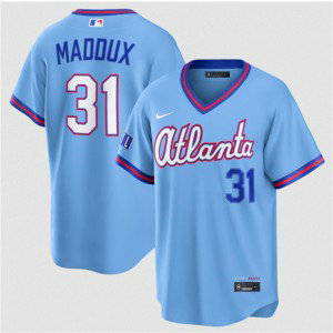 Atlanta Braves 31 Greg Maddux Powder Blue 2026 City Connect Cool Base Men Jersey