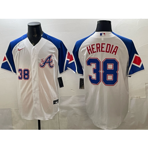 Atlanta Braves 38 Heredia White Blue Cool Base Men Jersey
