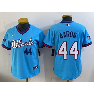 Atlanta Braves 44 Aaron Blue 2026 City Connect Cool Base Women Jersey