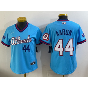 Atlanta Braves 44 Aaron Blue 2026 City Connect Cool Base Youth Jersey