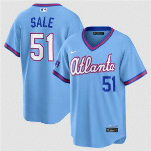 Atlanta Braves 51 Chris Sale Powder Blue 2026 City Connect Cool Base Men Jersey Atlanta Braves 51 Chris Sale Powder Blue 2026 City Connect Cool Base Men Jersey