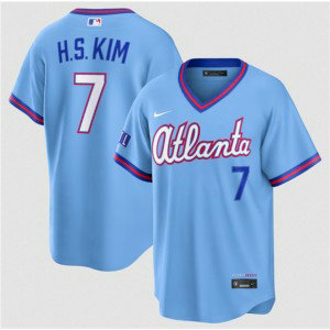 Atlanta Braves 7 Ha-Seong Kim Powder Blue 2026 City Connect Cool Base Men Jersey
