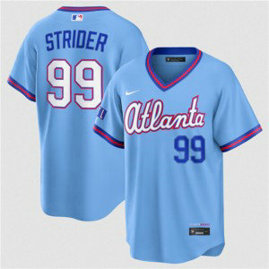 Atlanta Braves 99 Spencer Strider Powder Blue 2026 City Connect Cool Base Men Jersey