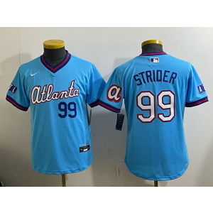 Atlanta Braves 99 Strider Blue 2026 City Connect Cool Base Youth Jersey