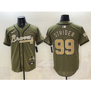 Atlanta Braves 99 Strider Olive Salute to Service Cool Base Men Jersey