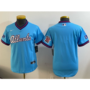 Atlanta Braves Blank Powder 2026 City Connect Cool Base Youth Jersey
