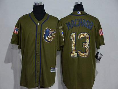 Baltimore Orioles #13 Manny Machado Green Salute To Service Majestic Baseball Jersey