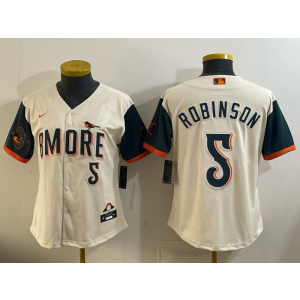 Baltimore Orioles 5 Brooks Robinson Natural 2026 City Connect Cool Base Women Jersey