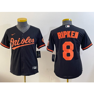 Baltimore Orioles 8 Cal Ripken Jr Black Cool Base Youth Jersey