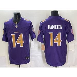 Baltimore Ravens 14 Hamilton Purple Gold 2026 New F.U.S.E. Vapor Limited Men Jersey