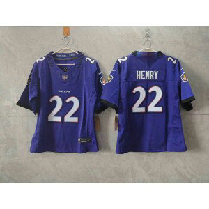 Baltimore Ravens 22 Derrick Henry Purple 2026 New F.U.S.E. Vapor Limited Women Jersey