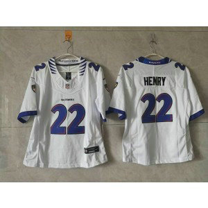Baltimore Ravens 22 Derrick Henry White 2026 New F.U.S.E. Vapor Limited Women Jersey