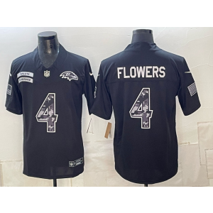 Baltimore Ravens 4 Flowers Black 2026 Salute to Service F.U.S.E. Vapor Limited Men Jersey