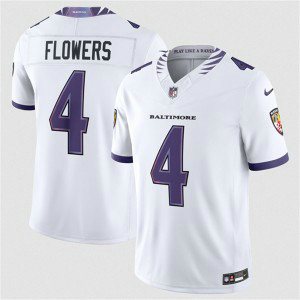 Baltimore Ravens 4 Zay Flowers White 2026 New F.U.S.E. Vapor Limited Men Jersey
