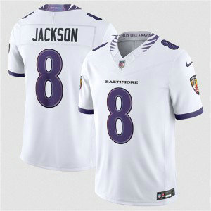 Baltimore Ravens 8 Lamar Jackson White 2026 New F.U.S.E. Vapor Limited Men Jersey