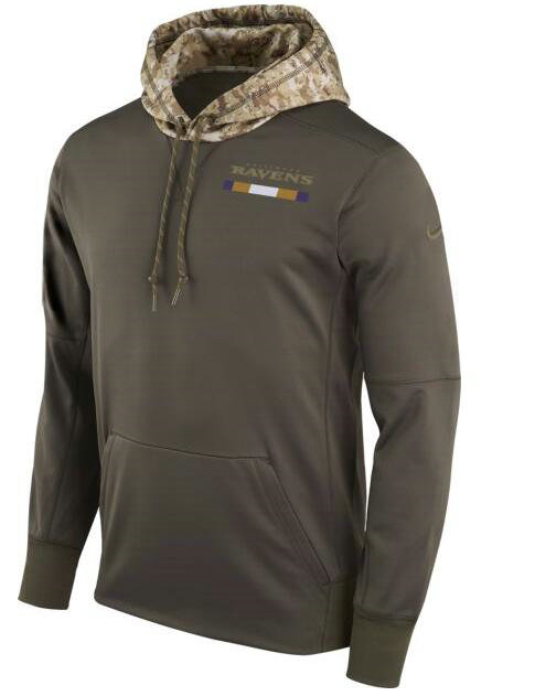 Baltimore Ravens Nike Olive Salute To Service Sideline Therma Pullover Hoodie