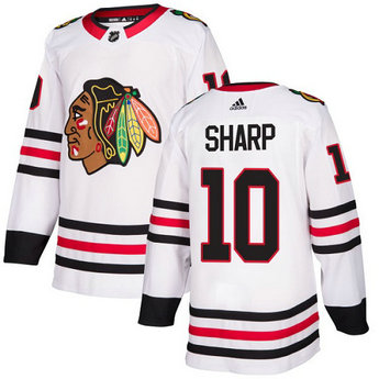 Blackhawks #10 Patrick Sharp White Road Authentic Stitched Hockey Jersey