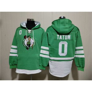 Boston Celtics 0 Jayson Tatum Green Lace-Up Pullover Hoodie