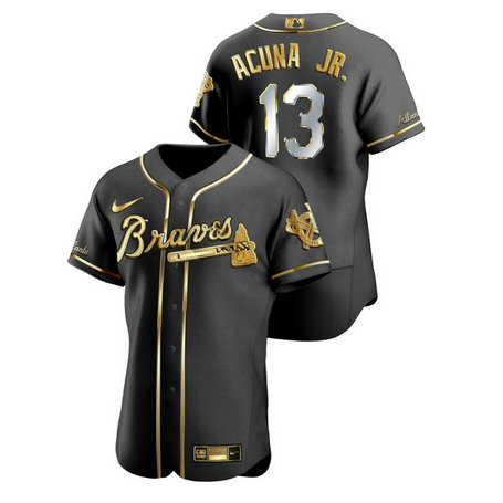 Braves 13 Ronald Acuna Jr. Black Gold 2020 Nike Flexbase Jersey Braves 13 Ronald Acuna Jr. Black Gold 2020 Nike Flexbase Jersey