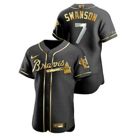 Braves 7 Dansby Swanson Black Gold 2020 Nike Flexbase Jersey Braves 7 Dansby Swanson Black Gold 2020 Nike Flexbase Jersey