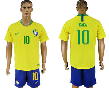 Brazil 10 KAKA Home 2018 FIFA World Cup Soccer Jersey Brazil 10 KAKA Home 2018 FIFA World Cup Soccer Jersey