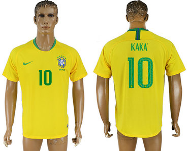 Brazil 10 KAKA Home 2018 FIFA World Cup Thailand Soccer Jersey