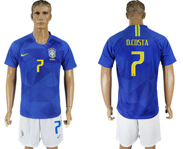 Brazil 7 D. COSTA Away 2018 FIFA World Cup Soccer Jersey Brazil 7 D. COSTA Away 2018 FIFA World Cup Soccer Jersey