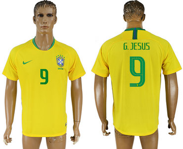 Brazil 9 G. JESUS Home 2018 FIFA World Cup Thailand Soccer Jersey Brazil 9 G. JESUS Home 2018 FIFA World Cup Thailand Soccer Jersey