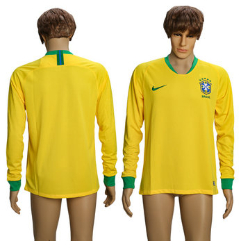 Brazil Home 2018 FIFA World Cup Long Sleeve Thailand Soccer Jersey Brazil Home 2018 FIFA World Cup Long Sleeve Thailand Soccer Jersey