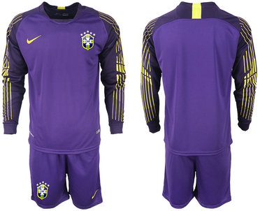 Brazil Purple Long Sleeve Goalkeeper Soccer Jersey Brazil Purple Long Sleeve Goalkeeper Soccer Jersey
