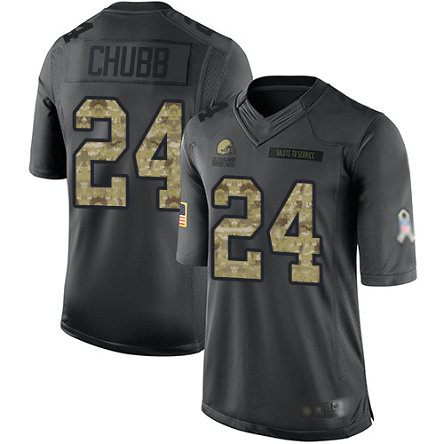 Browns #24 Nick Chubb Black Men's Stitched Football Limited 2016 Salute To Service Jersey Browns #24 Nick Chubb Black Men's Stitched Football Limited 2016 Salute To Service Jersey