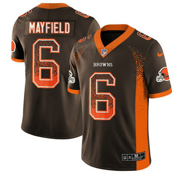 Browns #6 Baker Mayfield Brown Team Color Men's Stitched Football Limited Rush Drift Fashion Jersey Browns #6 Baker Mayfield Brown Team Color Men's Stitched Football Limited Rush Drift Fashion Jersey