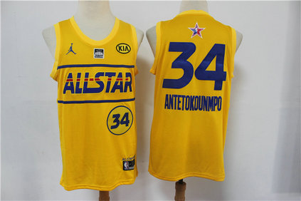 Bucks 34 Giannis Antetokounmpo Yellow 2021 NBA All-Star Jordan Brand Swingman Jersey