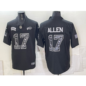 Buffalo Bills 17 Josh Allen Black 2026 Salute to Service F.U.S.E. Vapor Limited Men Jersey