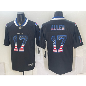 Buffalo Bills 17 Josh Allen Black USA Flag Vapor Limited Men Jersey