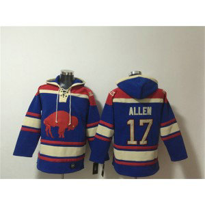 Buffalo Bills 17 Josh Allen Royal Ageless Must-Have Lace-Up Pullover Hoodie