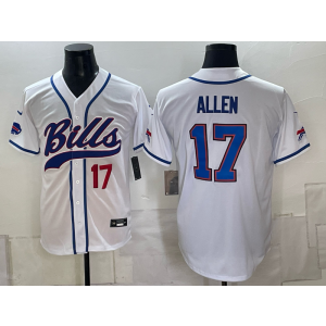 Buffalo Bills 17 Josh Allen White Baseball Vapor Limited Men Jersey